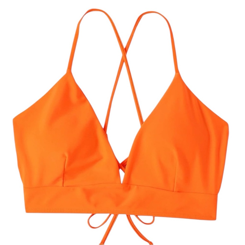 Vibrant Orange Strappy Padded Bikini Top